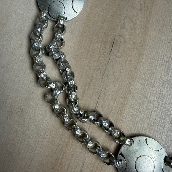 VTG 60s Silver Tone Rolo Link Disc Belt 29\